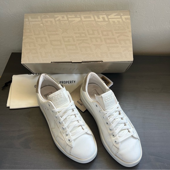 Golden Goose Pure Stars White with Taupe Suede Heel Size 39 - Picture 9 of 13